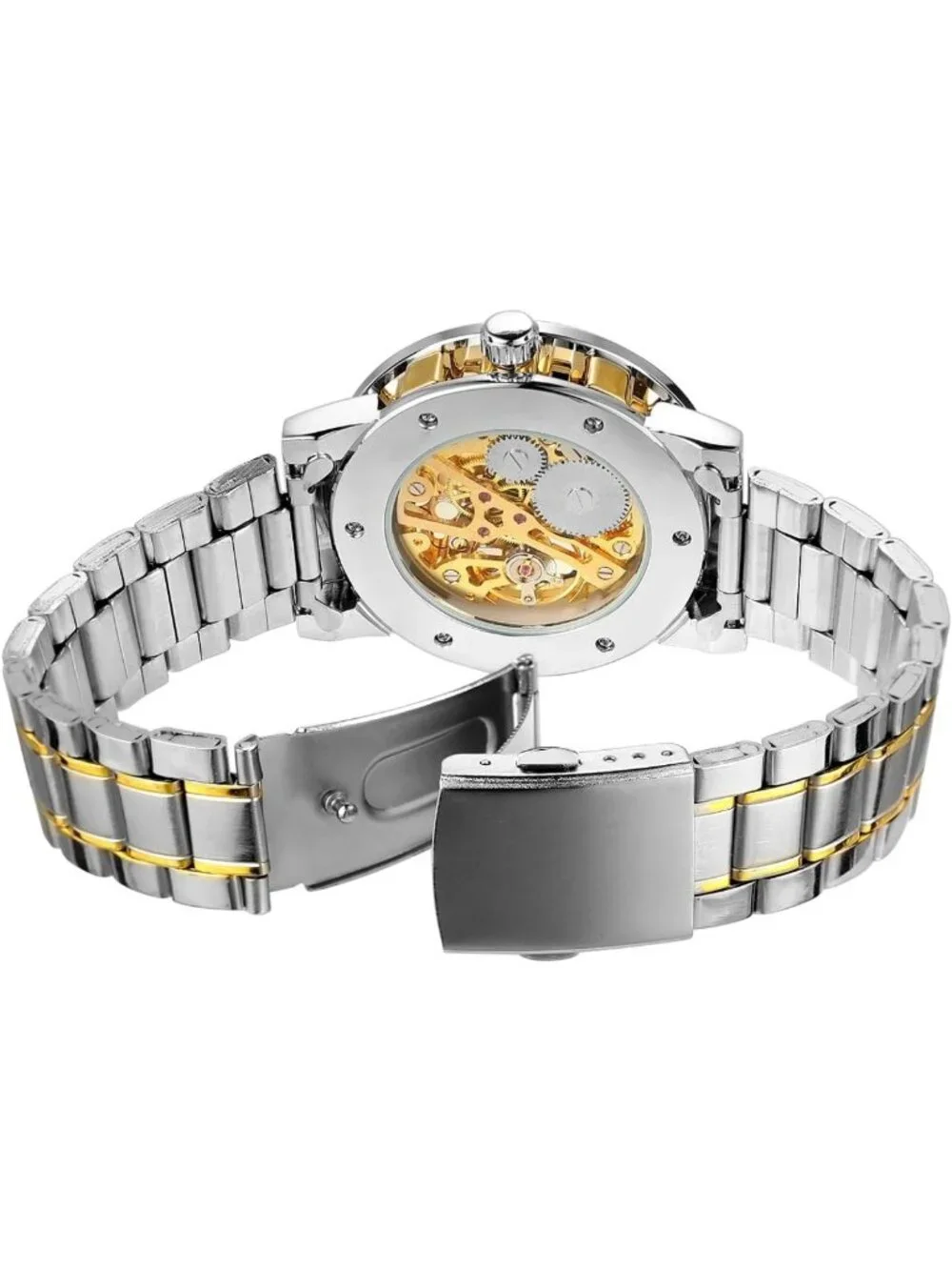 Vintage-Inspired Mechanical Skeleton Watch with Diamond Accents & Floral Design